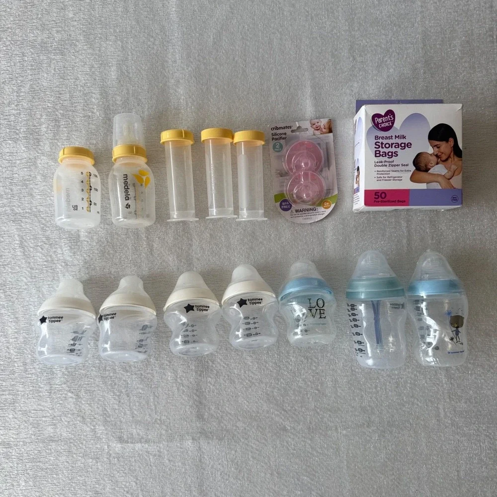 Bundle Baby Bottles Storage Bags Pacifiers Tommee Tippee Medela Starter Kit Lot